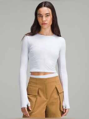 Lululemon Tight-Fit Lined Long Sleeve Shirt Blissful Blue Size Small